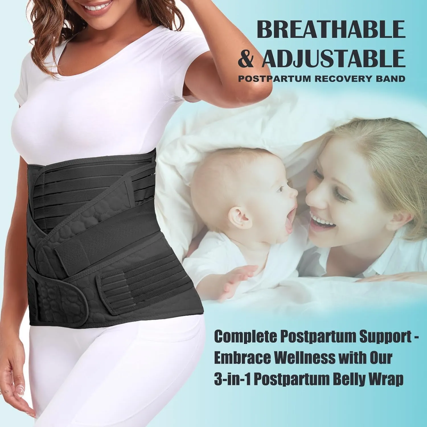 3 in 1 Postpartum Belly Support Recovery Wrap  Postpartum Belly Band - Abdominal Binder - Post Partum Waist Binder