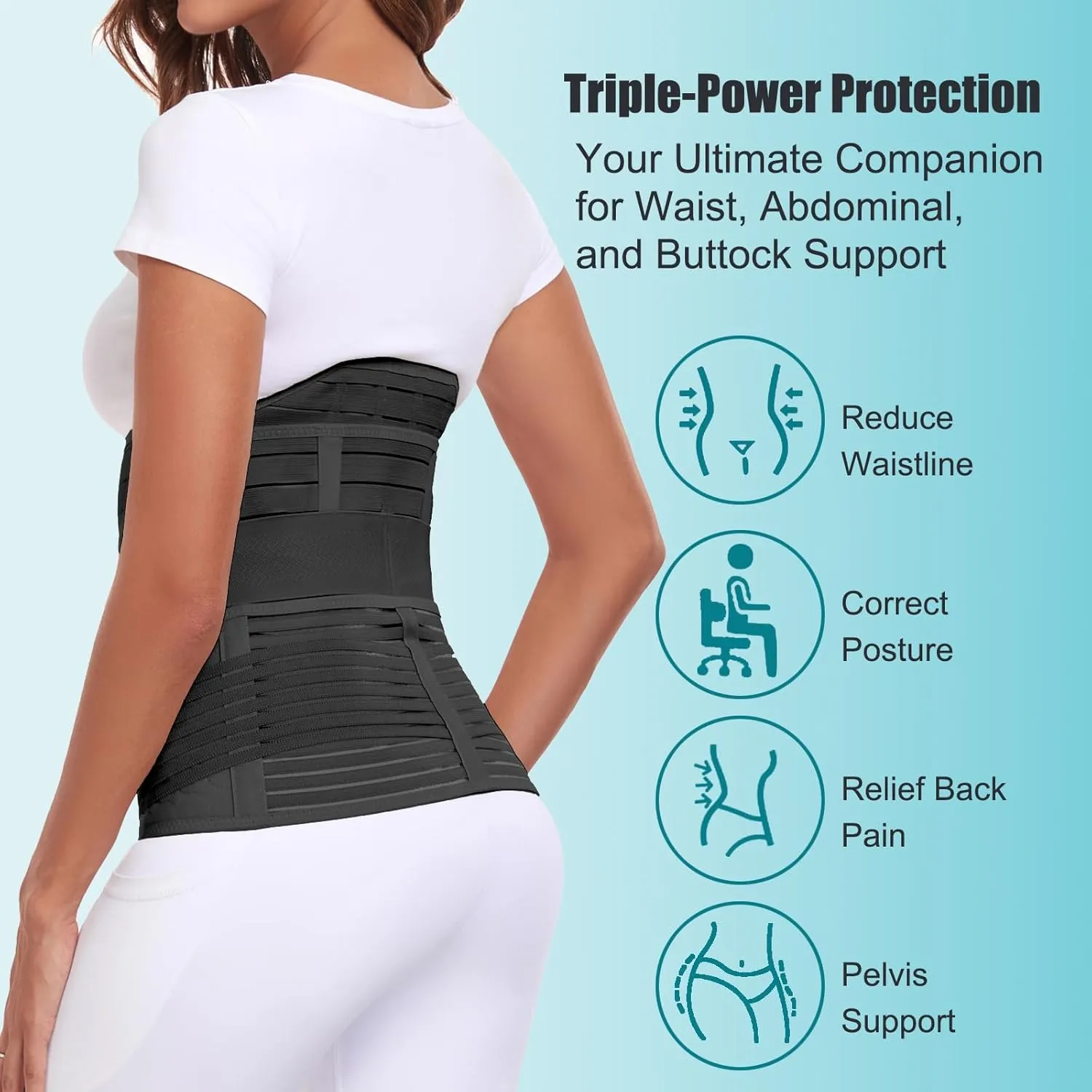 3 in 1 Postpartum Belly Support Recovery Wrap  Postpartum Belly Band - Abdominal Binder - Post Partum Waist Binder