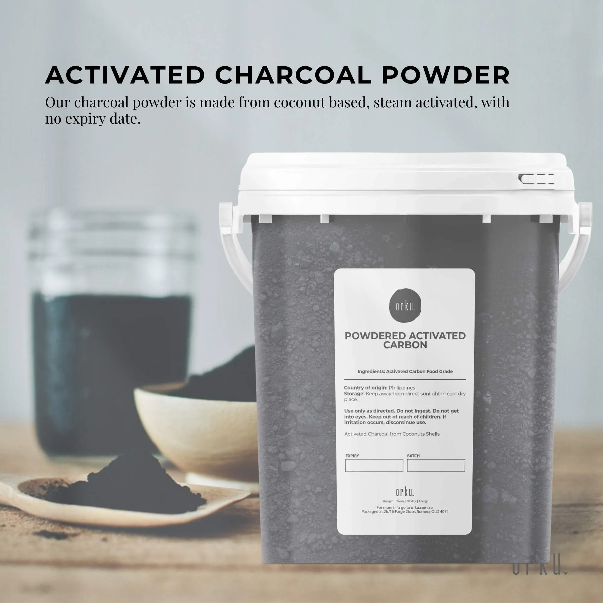 Activated Carbon Powder Coconut Charcoal Bucket - Teeth Whitening   Skin