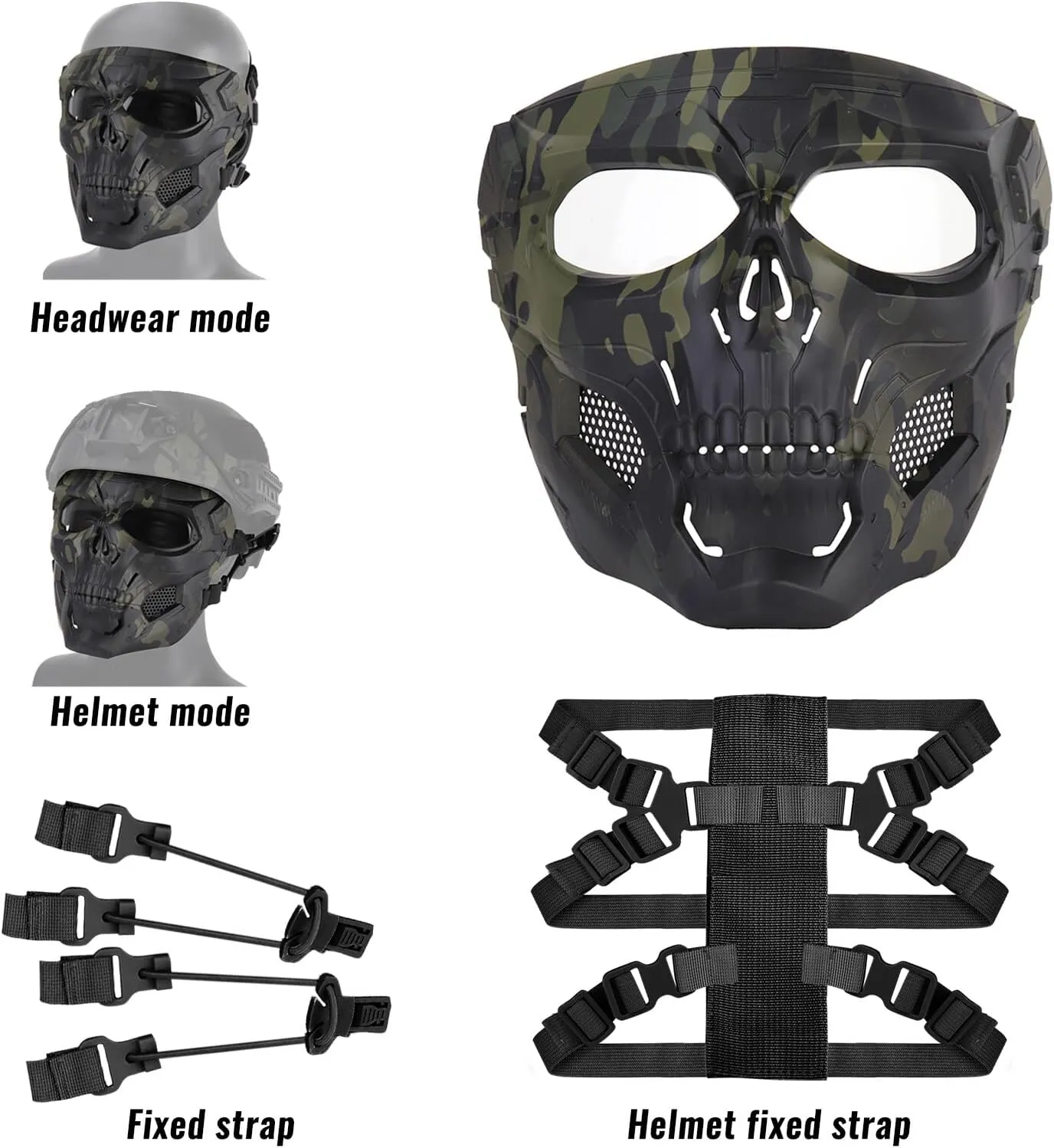 Airsoft Mask Tactical Mask Paintball Mask Skull Full Face Mask Ghost Mask Scary Mask for Halloween Party Costume