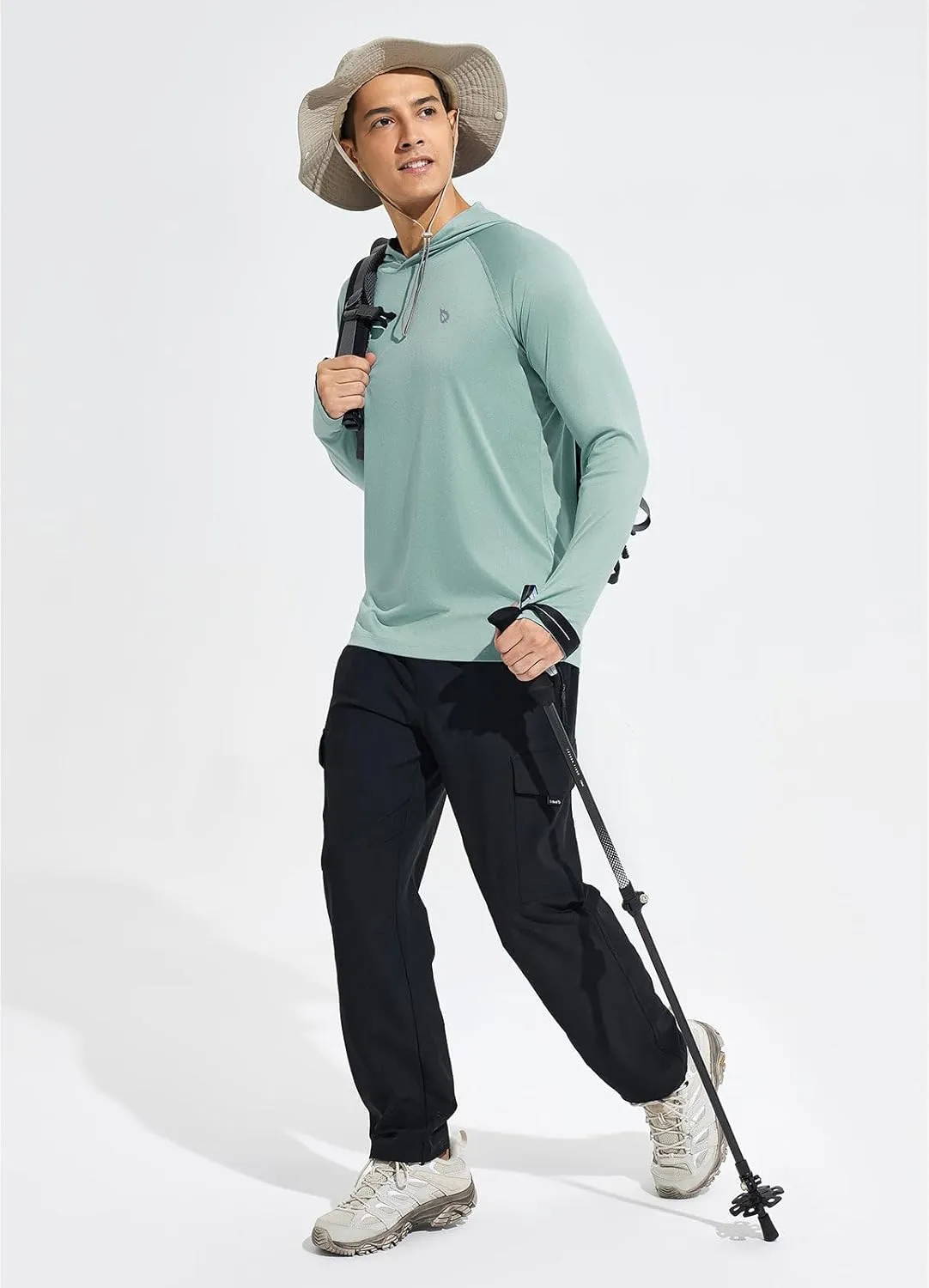 baleaf Men's Sun Protection Hoodie Shirt UPF 50  Long Sleeve UV SPF T-Shirts Rash Guard Fishing Swimming Lightweight