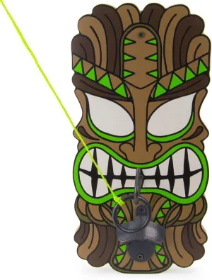 Big Kahuna Wooden Hook & Ring Toss Game, Tiki Mask with Bottle Opener, All Hardware Included