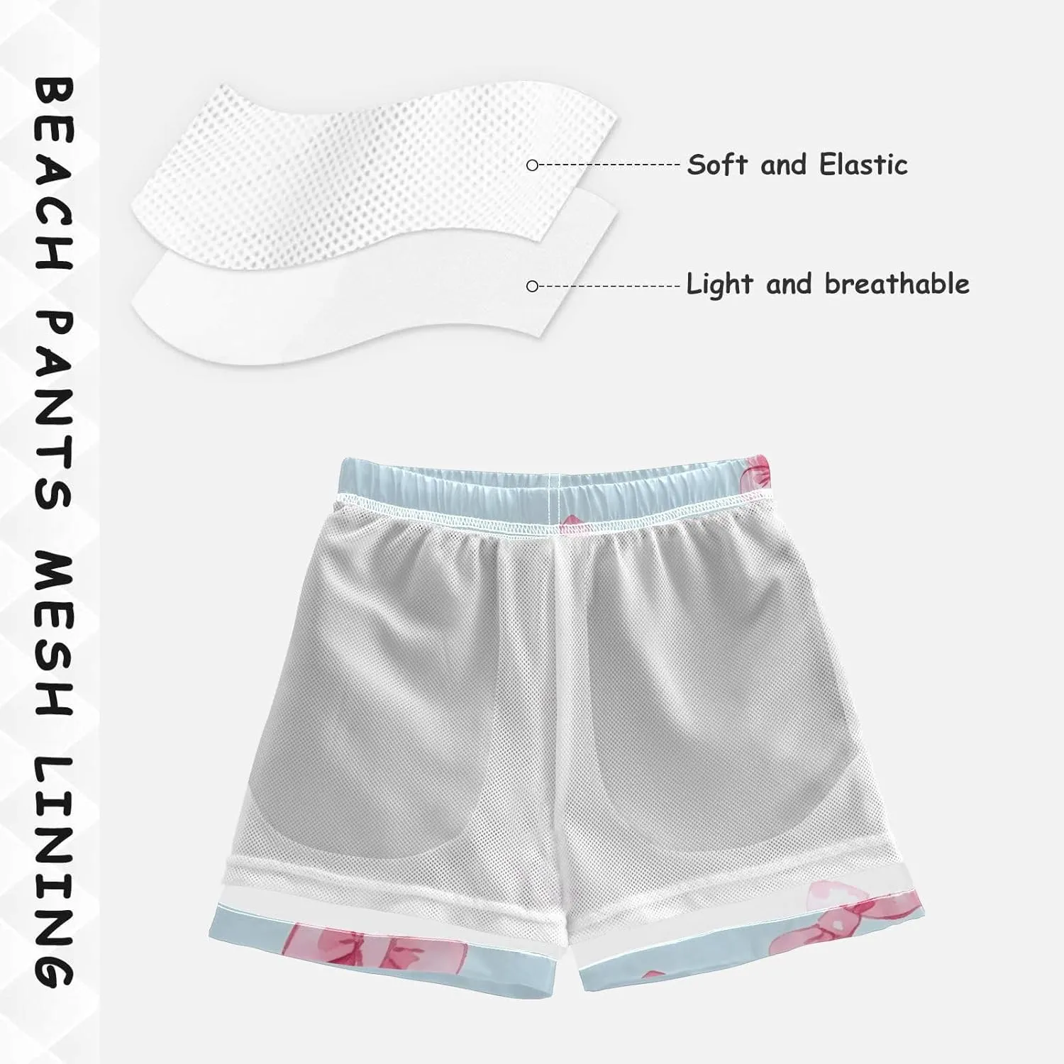 Boys Swim Trunks with Boxer Brief Liner, Ice Cream Cone Boys Swimwear Quick Dry Bathing Suit Toddler Swim Trunks