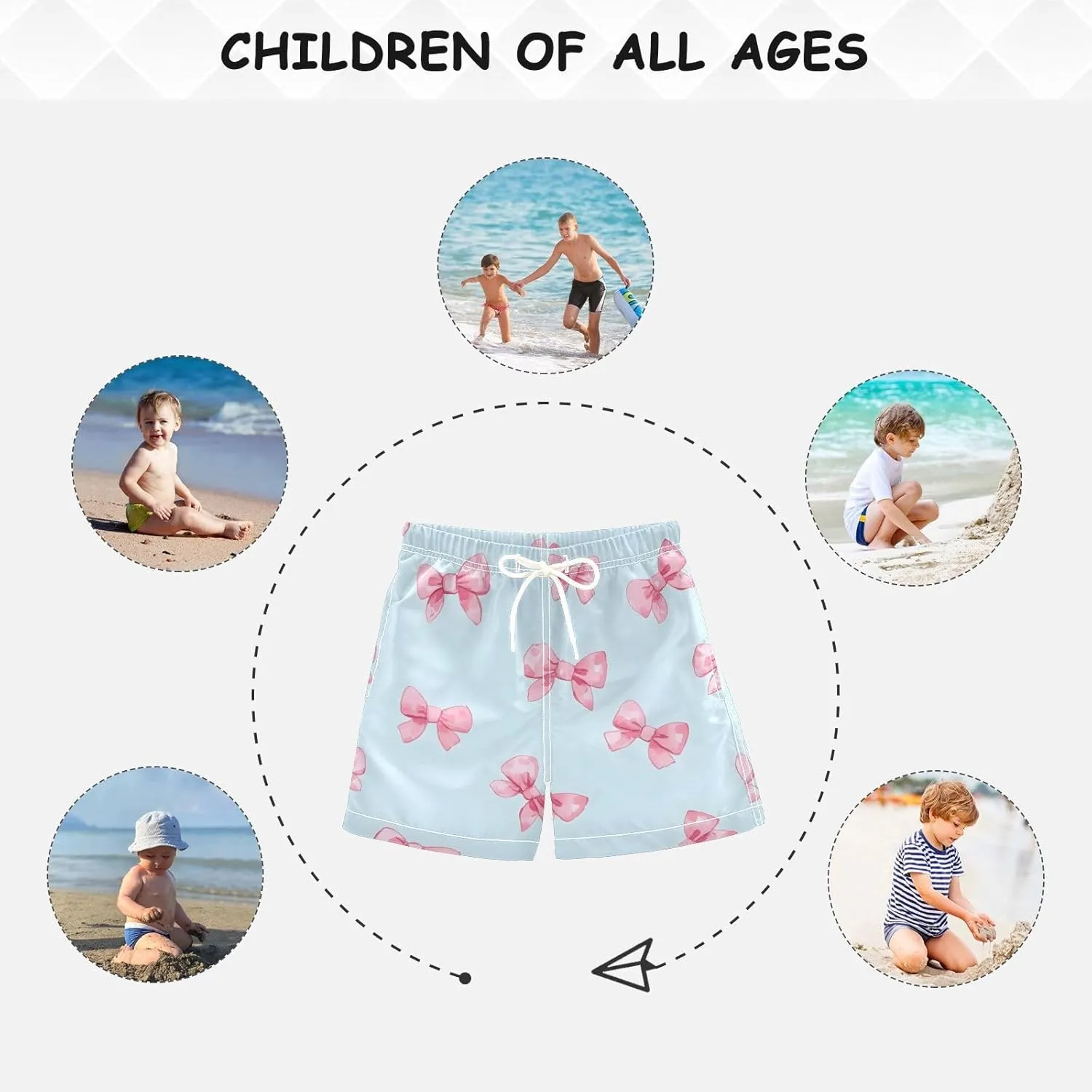 Boys Swim Trunks with Boxer Brief Liner, Ice Cream Cone Boys Swimwear Quick Dry Bathing Suit Toddler Swim Trunks
