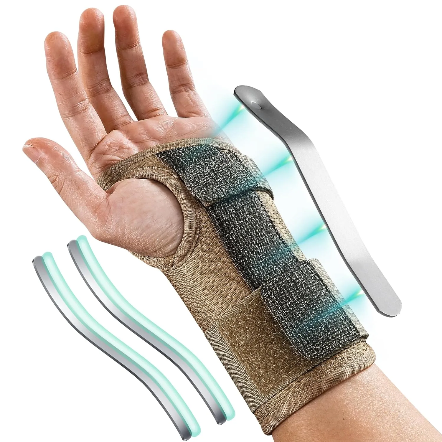 Carpal Tunnel Wrist Brace For Work With Splint and Palm Cushion, Wrist Pain Relief Support for Men and Women, Ideal for Carpal Tunnel, Tendinitis, Arthritis (Right Hand, S/M)