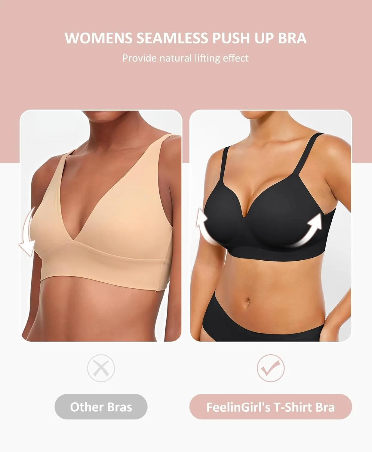 FeelinGirl Wireless Supportive Bra for Women, Seamless Comfort Bralettes No Underwire Full Coverage Everyday Bras