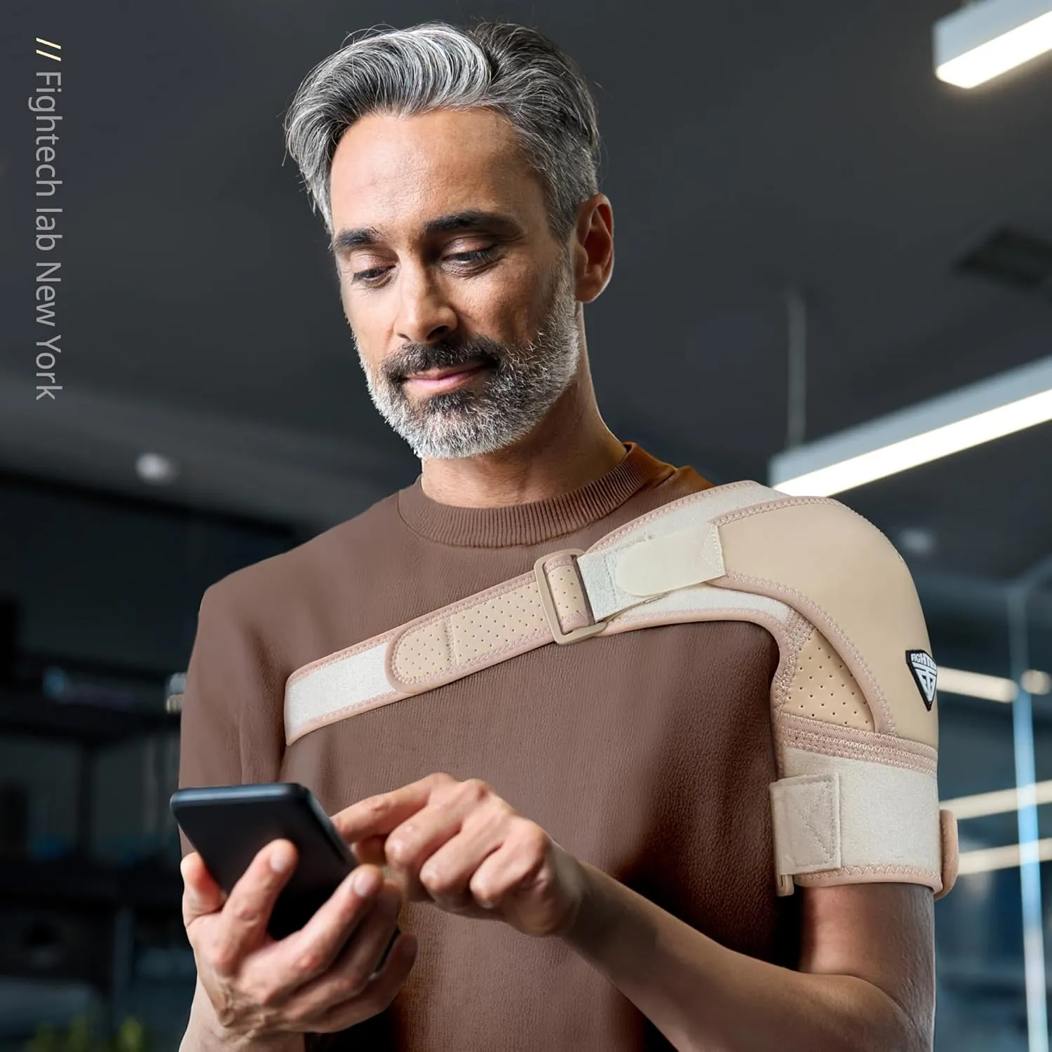 FIGHTECH Shoulder Brace for Torn Rotator Cuff for Men and Women - 4 Sizes - Support & Pain Relief (Nude, Small/Medium)
