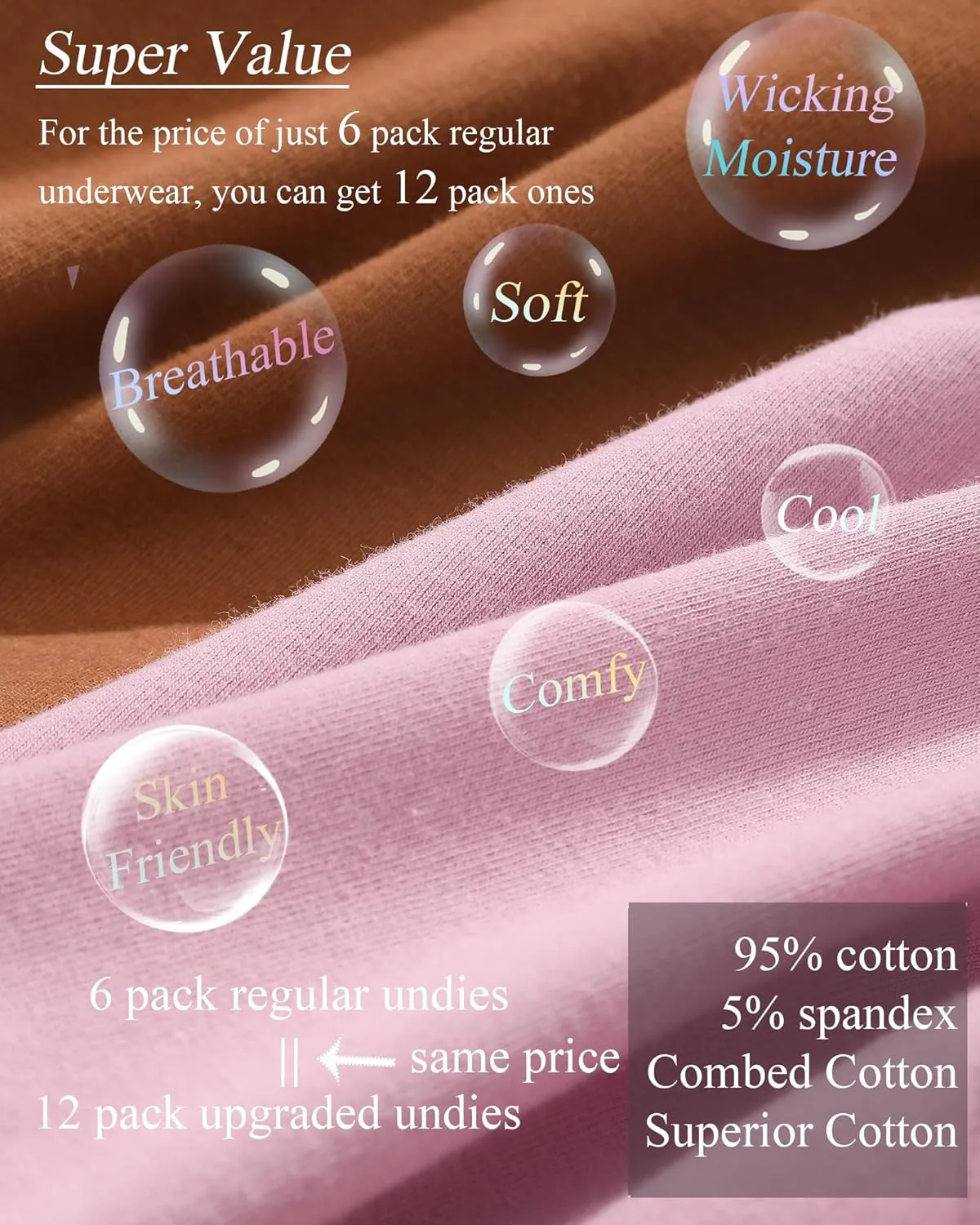 FINETOO 12 Pack Cotton Underwear for Women Cute Low Rise Bikini Panties High Cut Breathable Sexy Hipster Womens Cheeky S-XL