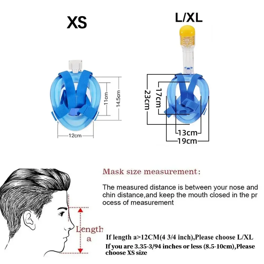 Full Face Snorkel Mask Easybreath Snorkeling Anti-Fog Anti-Leak