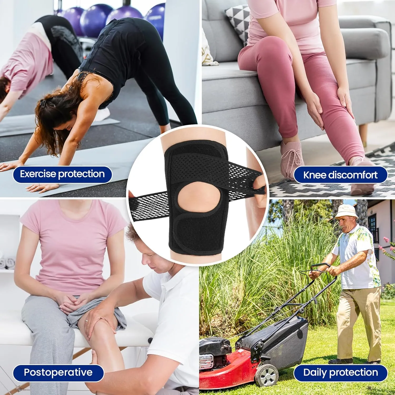 Galvaran Knee Brace with Side Stabilizers Relieve Meniscus Tear Knee Pain ACL MCL Arthritis,Joint Pain Relief, Breathable Adjustable Knee Support Suitable for Men and Women with Sports Injuries