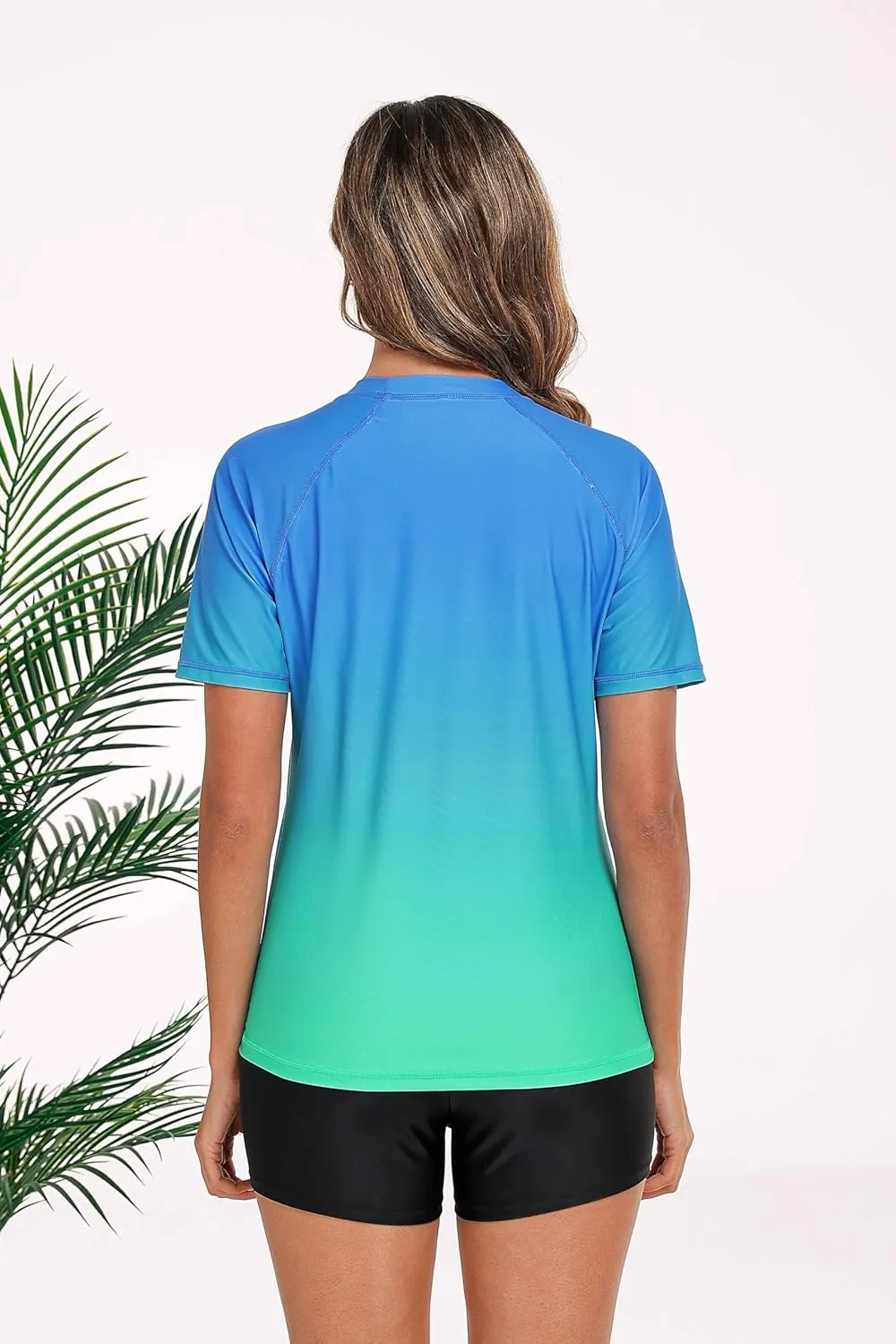 Halcurt Women's Built in Bra Rash Guard UPF 50 Two Piece Swimsuit Shirt and Board Shorts