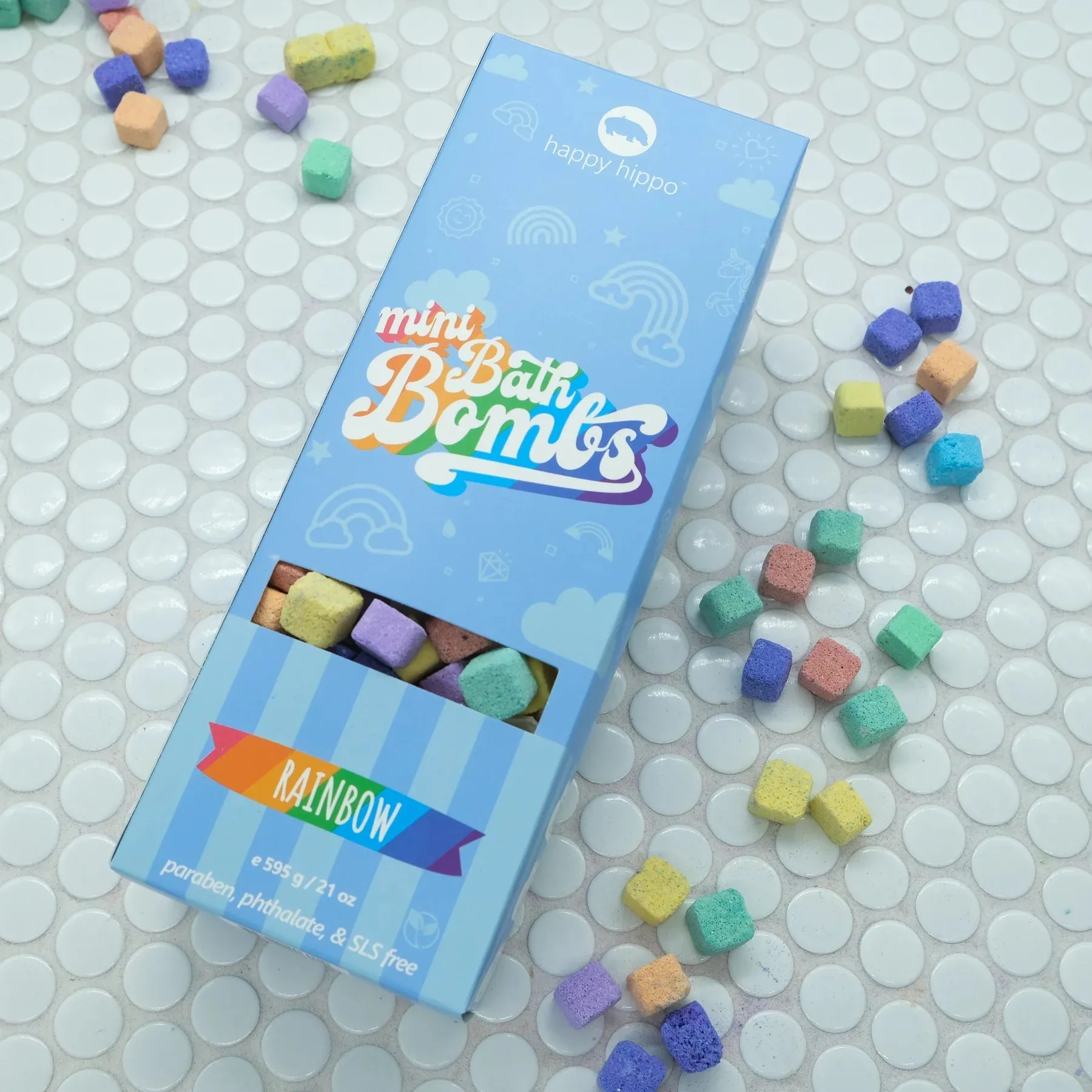 Happy Hippo Mini Bath Bombs Box - Rainbow