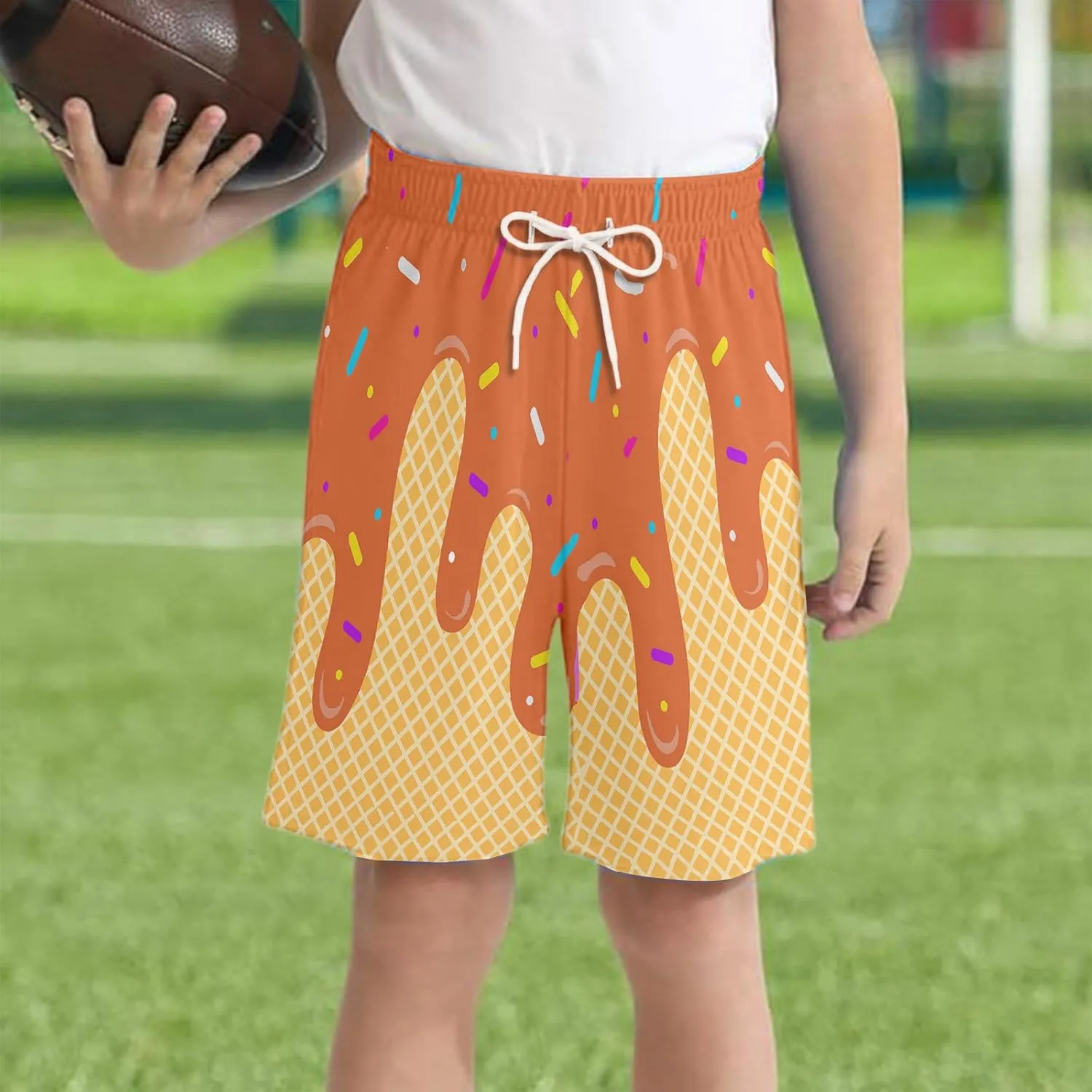Ice Cream Boy Swim Trunks Waffle Or Cone Quick Dry Bathing Suit Swimsuit,Toddler Beach Board Shorts Summer Swimwear
