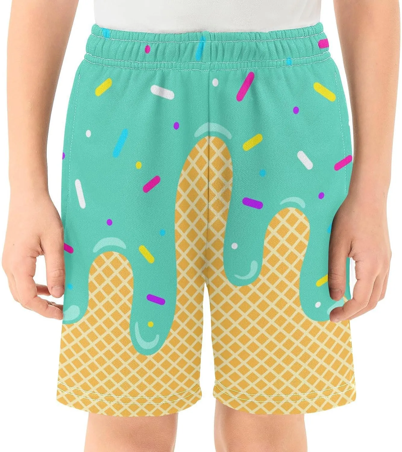 Ice Cream Shorts Baseball Boys Summer Cute Preppy Boy Swim Trunks Toddler Beach Board Shorts with Pockets 2-14 Y