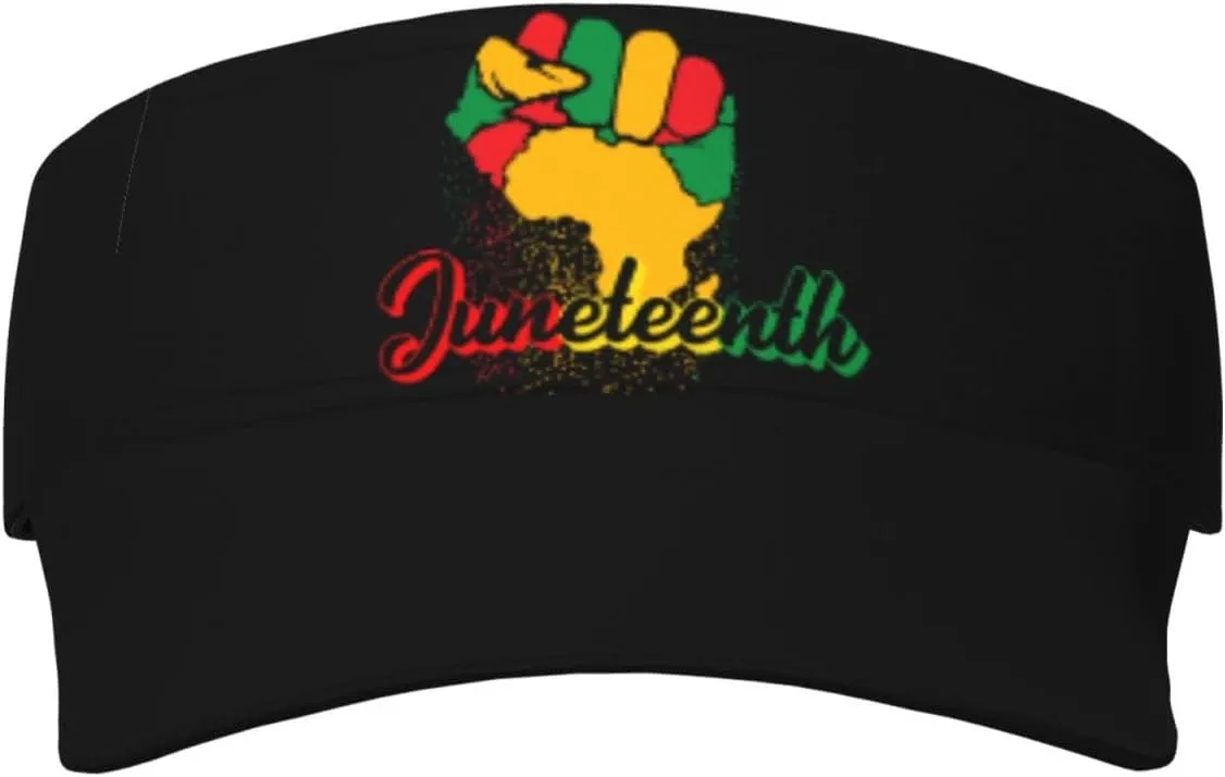 Juneteenth Fist Freedom Day Adult Sunscreen Visor Cap Adjustable Summer Cap for Men Women Unisex Running Outdoor Beach Black
