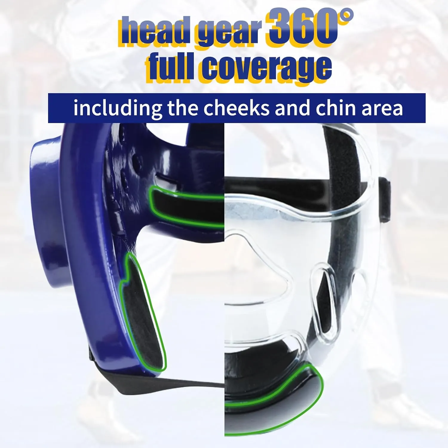 Kids Adults Karate Headgear with Face Shield, MMA Martial Arts Headgear Boxing Soft Helmet Taekwondo Sparring Head Gear