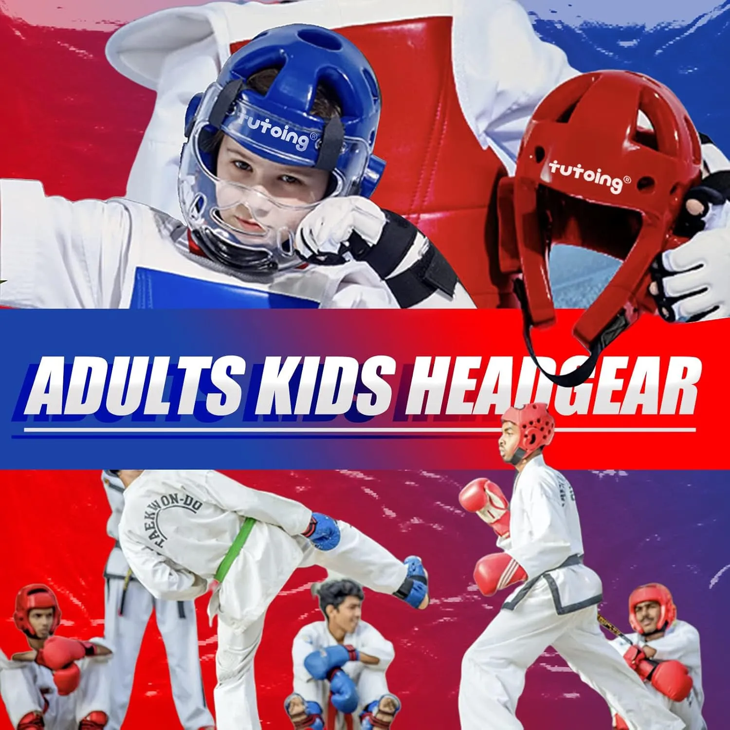 Kids Adults Karate Headgear with Face Shield, MMA Martial Arts Headgear Boxing Soft Helmet Taekwondo Sparring Head Gear