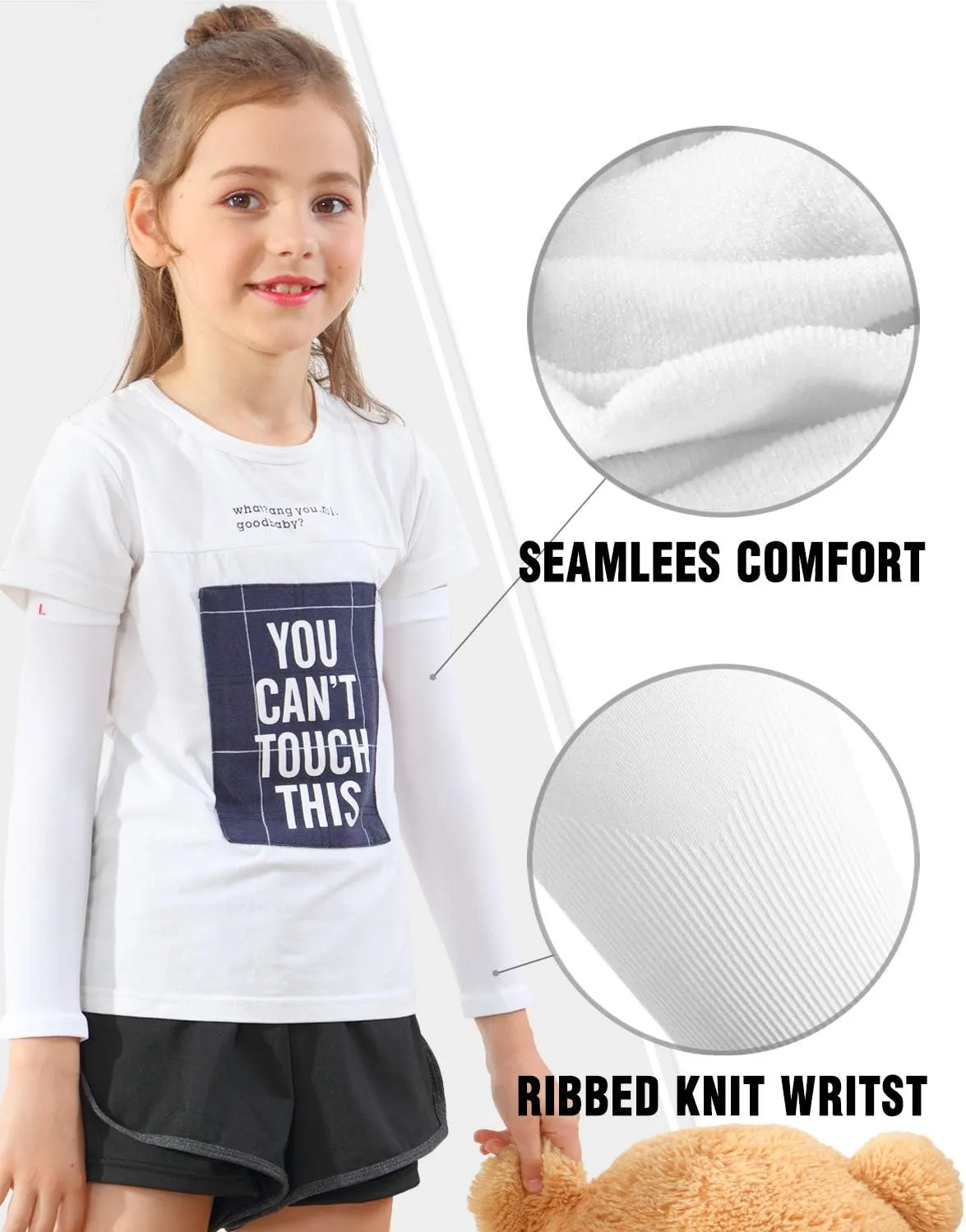 Newbyinn Arm Sleeves for Kids Child Toddlers, Age 1-7, UV Sun Protection, Cooling Sleeves to Cover Arms