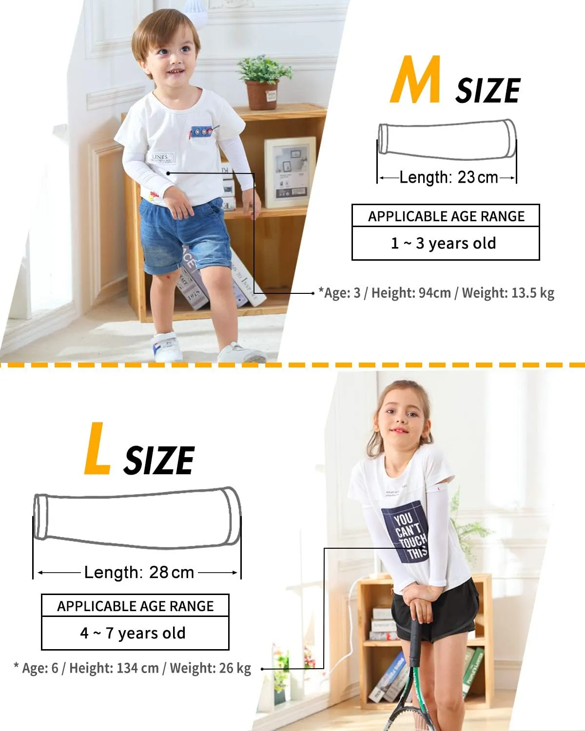 Newbyinn Arm Sleeves for Kids Child Toddlers, Age 1-7, UV Sun Protection, Cooling Sleeves to Cover Arms