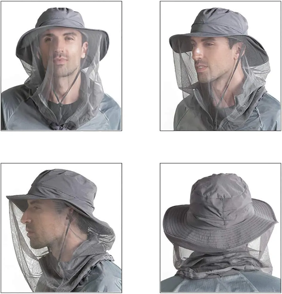 Peicees Head Net Hat for Men Women Adventure Fishing Hat Safari Hat for Hunting Camping Hiking