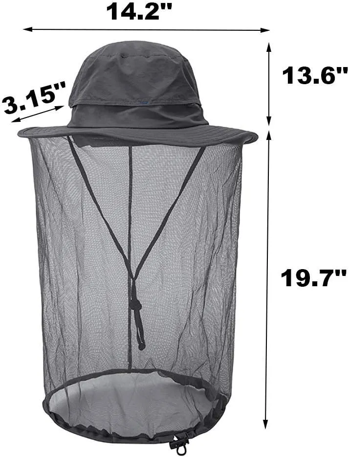 Peicees Head Net Hat for Men Women Adventure Fishing Hat Safari Hat for Hunting Camping Hiking