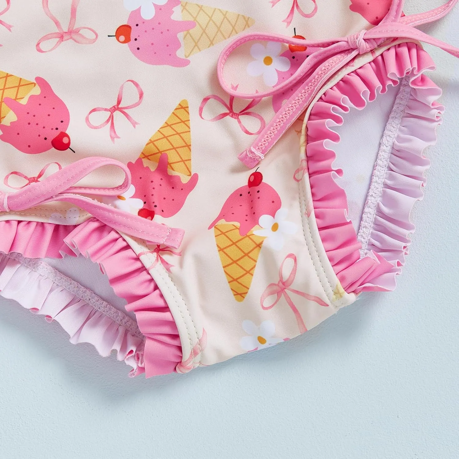pengnight Toddler Baby Girl Swimsuit One-Piece Long Sleeve Ruffle Floral Print Rash Guard Zipper Bathing Suit