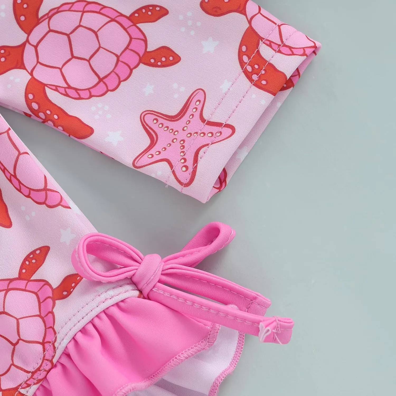 pengnight Toddler Baby Girl Swimsuit One-Piece Long Sleeve Ruffle Floral Print Rash Guard Zipper Bathing Suit