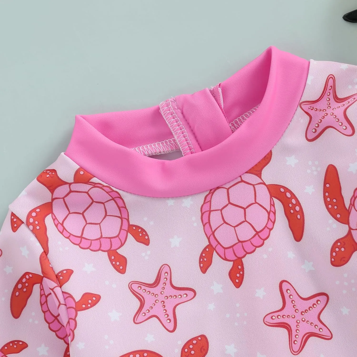 pengnight Toddler Baby Girl Swimsuit One-Piece Long Sleeve Ruffle Floral Print Rash Guard Zipper Bathing Suit