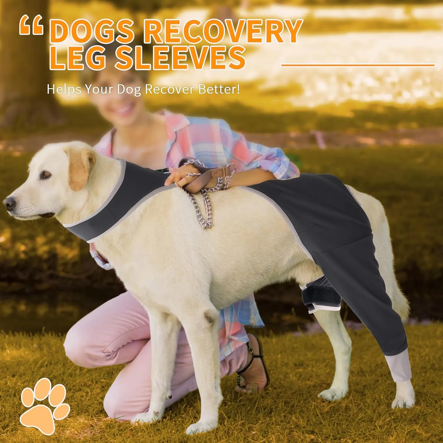 Rear Leg Recovery Sleeve, Comfortable, Bite-Resistant, Breathable, Wound Protection, Cone Collar Alternative, S