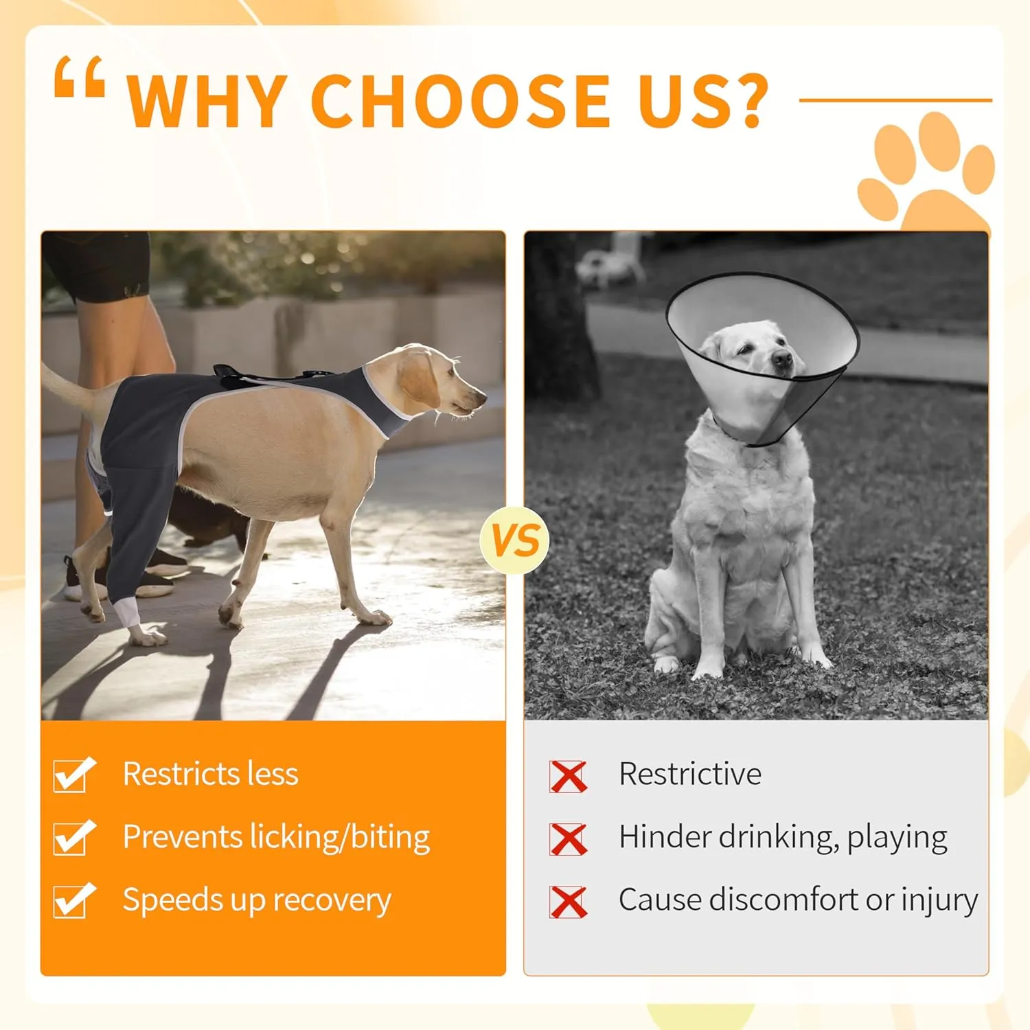 Rear Leg Recovery Sleeve, Comfortable, Bite-Resistant, Breathable, Wound Protection, Cone Collar Alternative, S