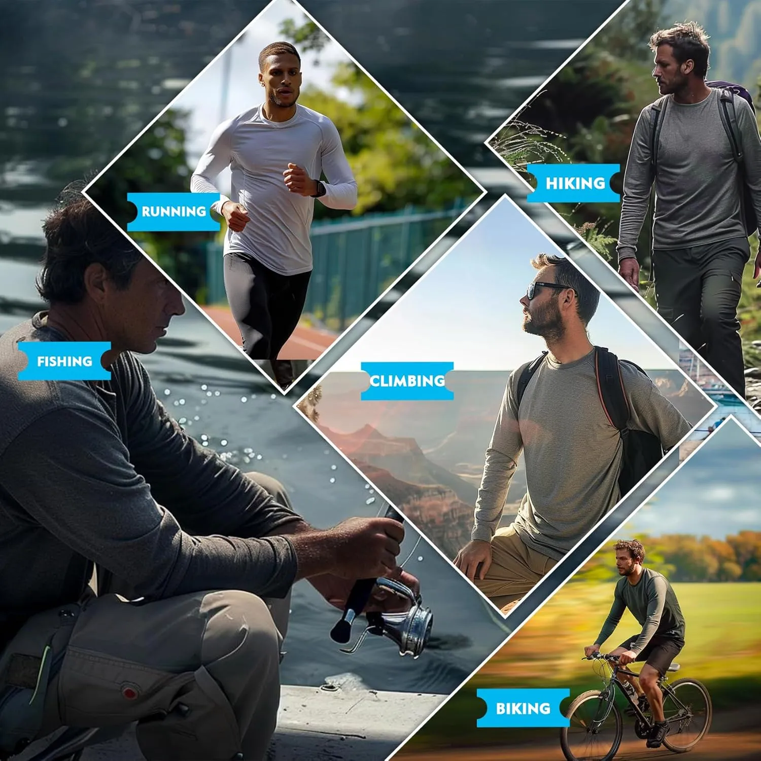 Riverruns Sun Protection Long Sleeve Shirts Rash Guard Shirts Ice-Cool Quick Dry Swim Shirt Fishing Sports Shirt#1013