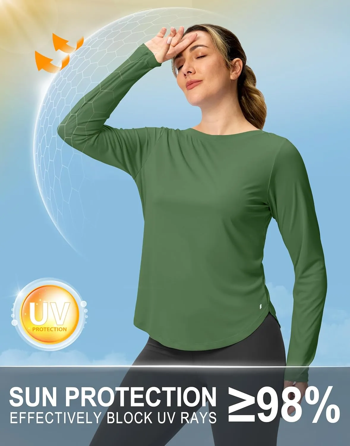 Soothfeel Women's Sun Shirts UPF 50  UV Protection Lightweight Quick Dry SPF Long Sleeve Workout Hiking Tops Outdoor Clothing