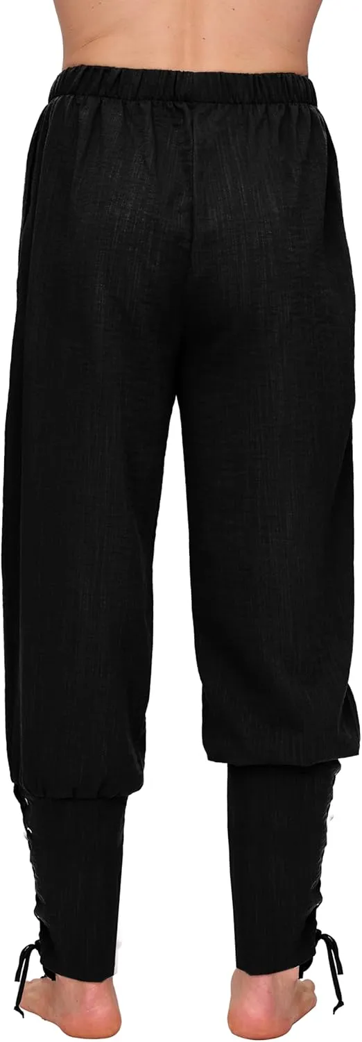 Spooktacular Creations Men Medieval Renaissance Pants, Ankle Banded Pirate Pants, Viking Costume Men for Halloween Party