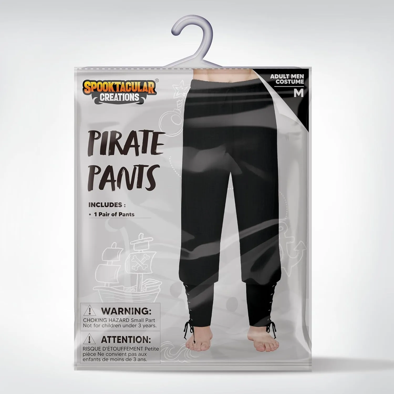 Spooktacular Creations Men Medieval Renaissance Pants, Ankle Banded Pirate Pants, Viking Costume Men for Halloween Party