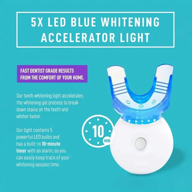 Teeth Whitening Gel Kit with 6 Teeth Cleaning Gel   2 Dental Trays   Cleaning Led Light