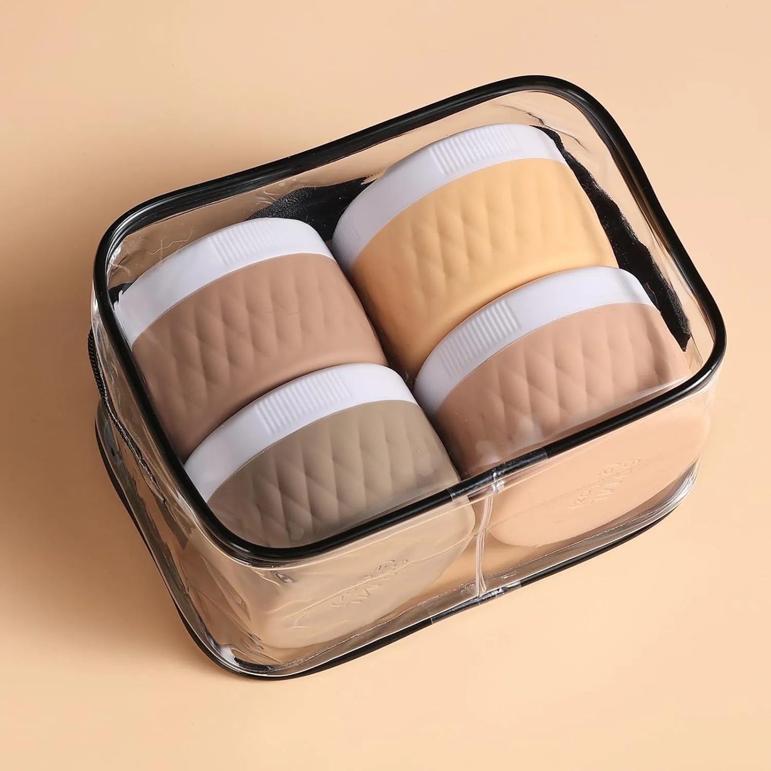 Travel Containers for Toiletries, Silicone Cream Jars BPA-Free, TSA Approved 2oz Travel Size Containers, Leak-proof Silicone Jars with Lid for Cosmetic Face Hand Body Cream (4 Pack)