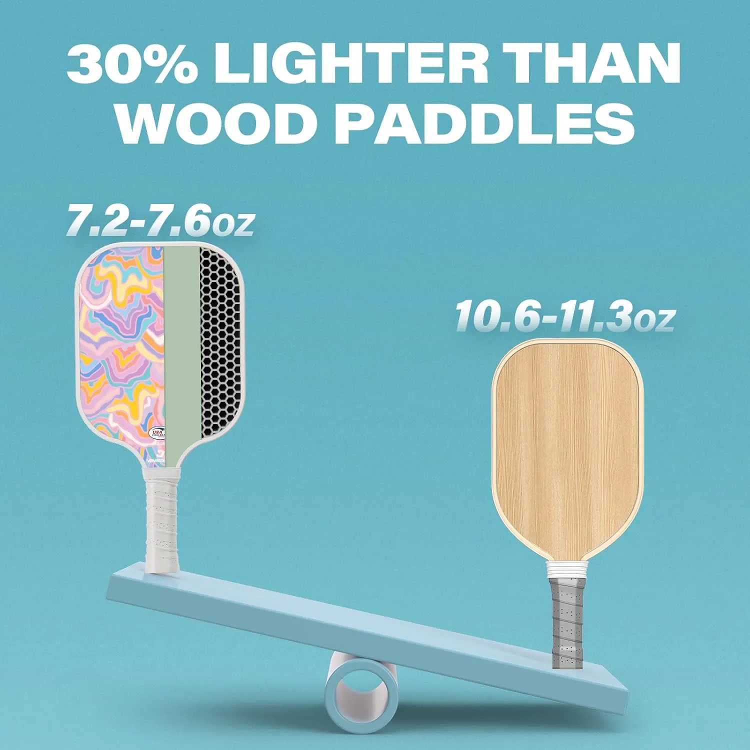 VINSGUIR Pickleball Paddles Set of 2, USAPA Approved Fiberglass Surface Pickleball Set with 2 Rackets, Balls & Stylish Bag, Ideal Gift for Women