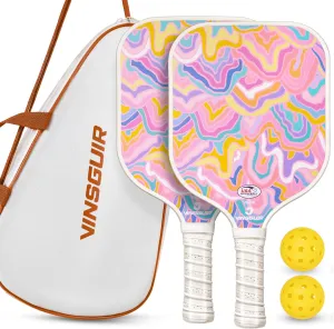 VINSGUIR Pickleball Paddles Set of 2, USAPA Approved Fiberglass Surface Pickleball Set with 2 Rackets, Balls & Stylish Bag, Ideal Gift for Women