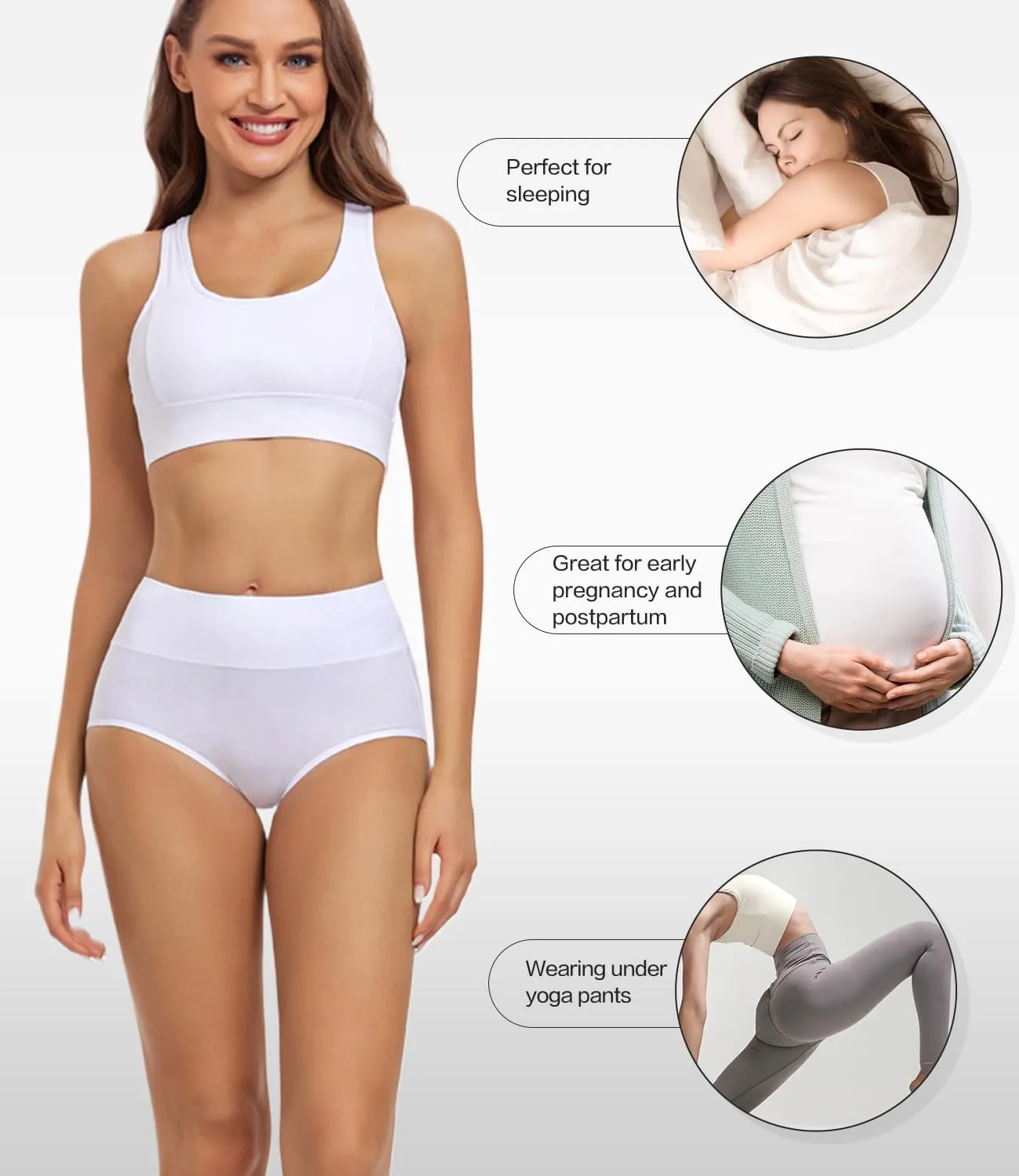 wirarpa Women's Underwear High Waisted Ladies Cotton Panties Soft Full Coverage Briefs 5 Pack (Regular & Plus Size)