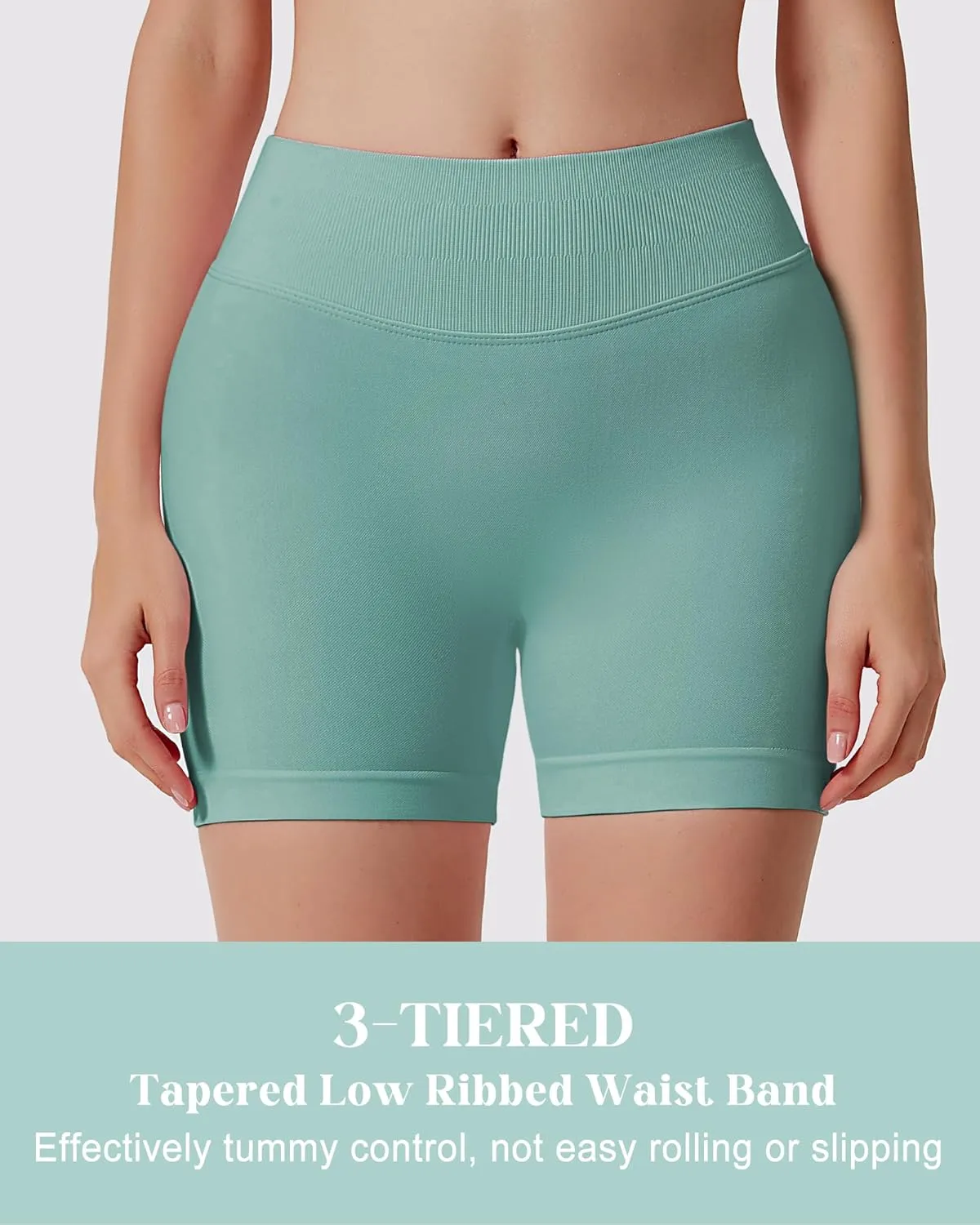 Womens Workout Gym Impact Shorts Seamless Hidden Scrunch Butt Lifting Yoga Shorts with High Waisted Tummy Control