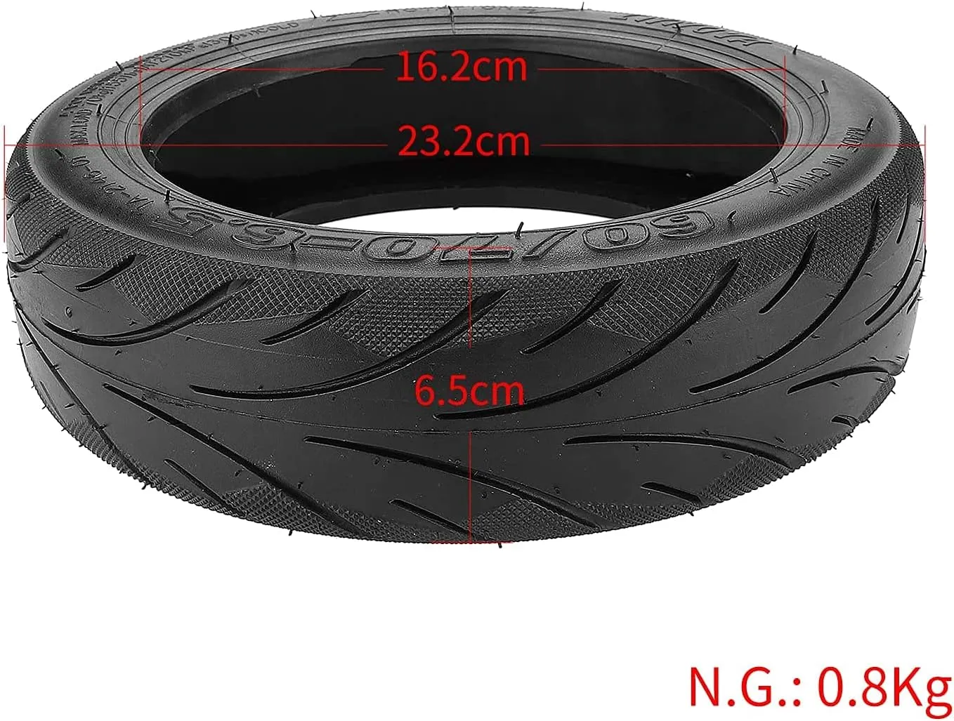 YBang 60/70-6.5 Solid Tubeless Tire with Valve with Built-in Live Glue Repairable for Segway Ninebot Max G30 Scooter 10 inch Self Repairing Non-Slip Tire